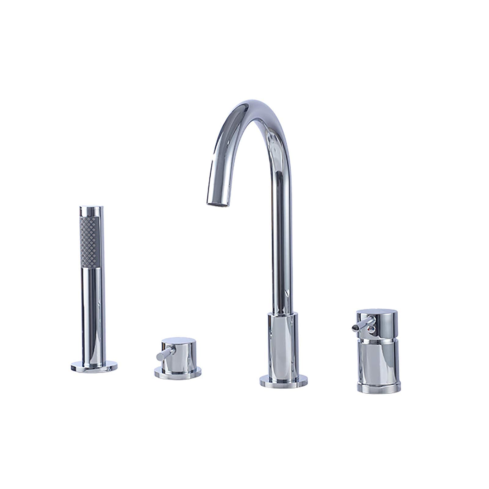 AYCDL Chrome Bathtub Faucet with Handheld Shower Head, Widespread Tub Faucet Set Deck Mount Gooseneck Tub Filler Faucet 4 Holes Tub Tap for Bathroom