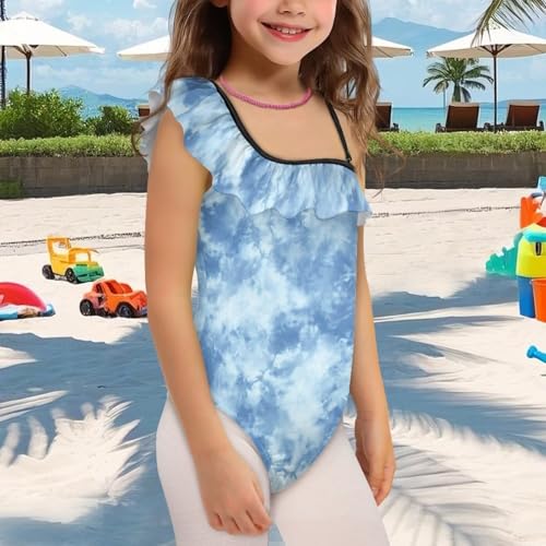 UNICEU Swimsuit for Toddler Girl One Piece Thin Straps Bathing Suit One-Shoulder Ruffle Quick Dry Swimwear for Vacation4
