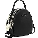 WANYIG Frauen Mini Rucksack Kleine Handy Schultertasche Damen PU Leder Daypack Tasche Umhängetasche Schulrucksäcke Handtasche Mini Casual Daypacks(Schwarz)