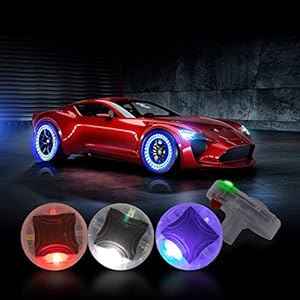 CoCsmart Car Tire Wheel Lights, 4pcs Air Valve Hub Lamp Cap Light with Motion Sensors Colorful LED Tire Light Gas Nozzle,for Car Bicycle Motorcycles Accessories