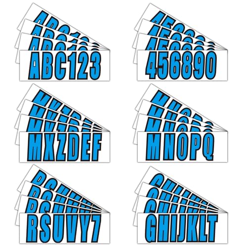 Image of 4 Sets 3 inch Marine Alpha-Numeric Registration Numbers and Letters Sticker Decal Kits for Boats & Personal Watercraft Solid Blue (Pack of 2)