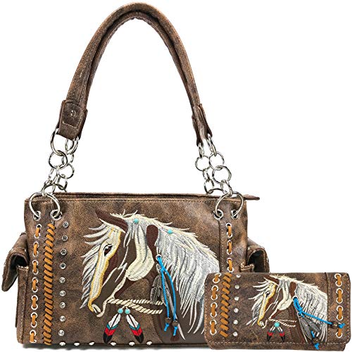 Bolso para mujer Justin West bordado con crin de caballo miniatura 1