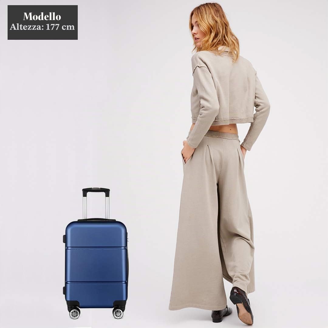 KONO Valigia 50.8 cm da Viaggio a Mano Trolley Bagaglio a Mano Valigie Guscio Rigido Borsa da Viaggio Leggera, Marina Militare, S(55cm 33L)