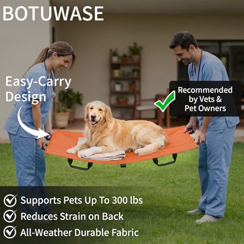 Image of Pet Stretcher for Dogs - Emergency Animal Carrier, 300lb Weight Limit, 44 inchx28 inch Size, with 8 Safety Straps for Easy Transport（Orange）