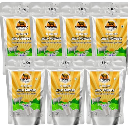 Image of Adityabh A2 Cow Skimmed Milk Powder 1 kg (Pack of 7) | Clean & Natural | No Added Sugar | No Preservatives | Nutrient-Rich Dairy Powder | Ideal for Tea, Coffee & Daily Kitchen Use