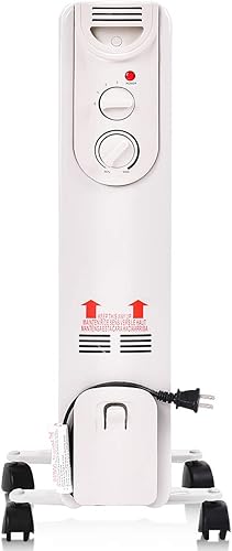 Miniatura 6 de GOFLAME Calentador de radiador lleno de aceite con ruedas, funcionamiento silencioso de 1500 W, calentador de espacio portátil para oficina en casa