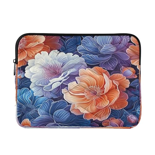 Funda para laptop de 13-14 pulgadas azul con flores