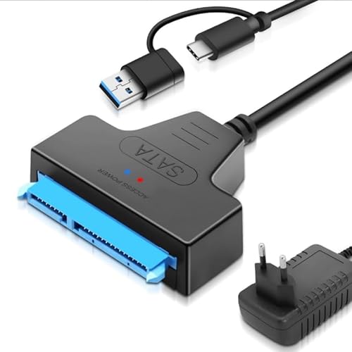Wowfast Adaptador USB SATA para discos duros externos e internos de 2,5 y 3,5 SSD/HDD SATA a USB, adaptador con fuente de alimentación de 12 V 2 A, compatible con Windows, Mac y Linux