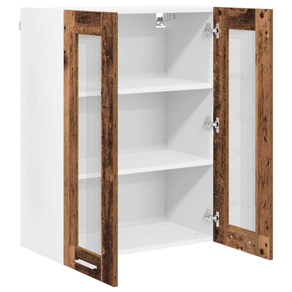 Armadietto sospeso in legno anticato con molto spazio di archiviazione, 60 x 31 x 80 cm, in legno, moderno mobile da cucina con 2 ante a cerniera per la conservazione in cucina e dispensa
