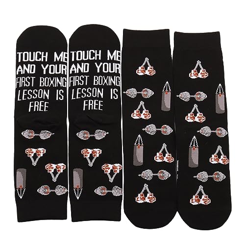 MBMSO Boxing Socks for Boxer Lovers - 2 Pairs Touch Me & Free Boxing Lesson Gloves Socks Gift3