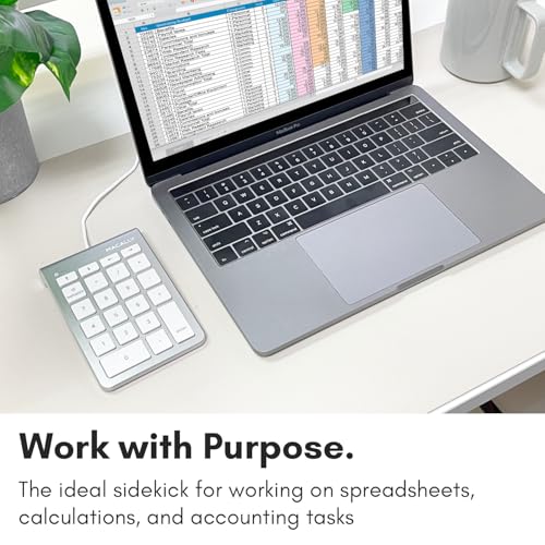 USB C Wired Number Pad for Mac - 10 Key USB Keypad, Type C Numeric pad, Number Keypad for Keyboard and Number Pad for Laptop, MacBook Pro/Air, iMac, and PC - 5ft Cable Numpad - Silver Keypads