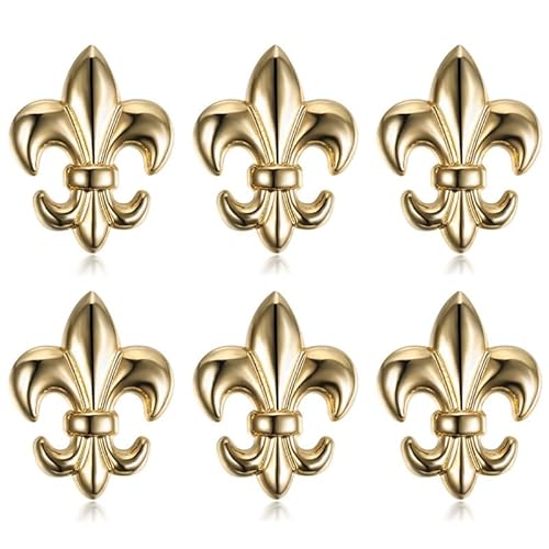 BOBIJOO Jewelry - Lot de 6 Pin's Epingle Broche Fleur de Lys Laiton Doré