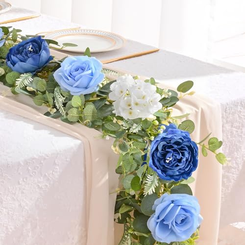 Livole 6 FT Artificial Flower Garland Fake Rose Peony Vine with Eucalyptus