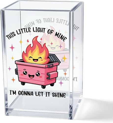 Miniatura 15 de Everything is Figureoutable Portavasos de Lápices y Bolígrafos Cosméticos de Acrílico, Portavasos de Lápices Emotional Dumpster Fire, Regalos de