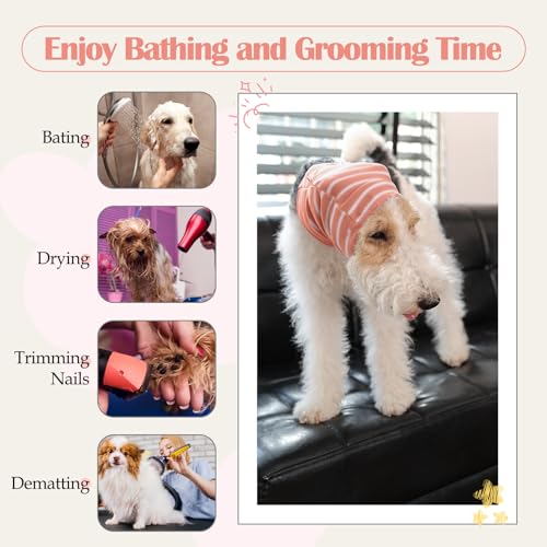 Image of Nanaki Calming Hoodie Dog Grooming Ear Cover Anxiety Relief-No Shake Dog Ear Wrap Hematoma, Striped Head Wrap Snoods for Noise Protection, Bath, Fireworks, Thunderstorm, Blow Drying, Warm-Keeping