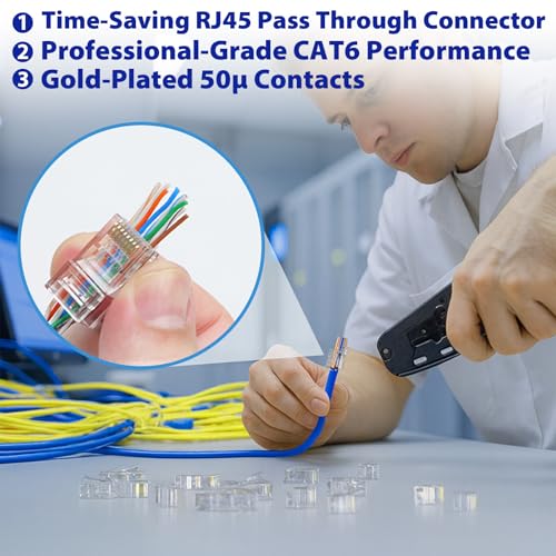Conectores RJ45 Pass Through CAT6 UTP 200 unidades miniatura 2