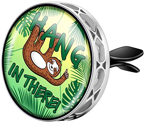 Wild Essentials Enamel Finish Hang In There Aromatherapy Car Air Freshener Essential Oil Car Vent Diffuser With Vent Clip and 8 Color Refill Pads