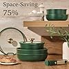 CAROTE Green&Gold Nonstick Cookware Set,15Pcs Pots and Pans Set Non Stick Detachable/Removable Handle,Kitchen Cooking Set Dishwasher Safe, RV Kitchen Pot and Pan, Induction Cookware #2