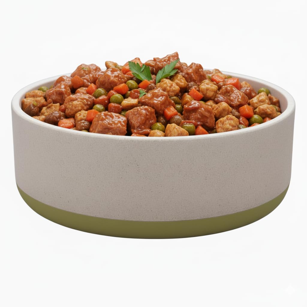 Fuzzl Titan Bamboo & Rubber Base Bowl 18cm with Ultra Grip Green Base Grey Eco-Friendly, Antibacterial, Durable, Non-Toxic Dog Bowls Dog Water Bowl