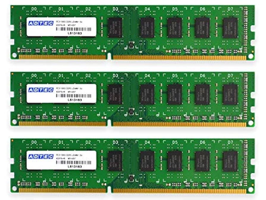 アドテック DDR3 1333/PC3-10600 Unbuffered DIMM 4GB ADS10600D-4G AD TECH DDR3 1333/PC3 – 10600 Unbuffered DIMM GB X 3 Pieces