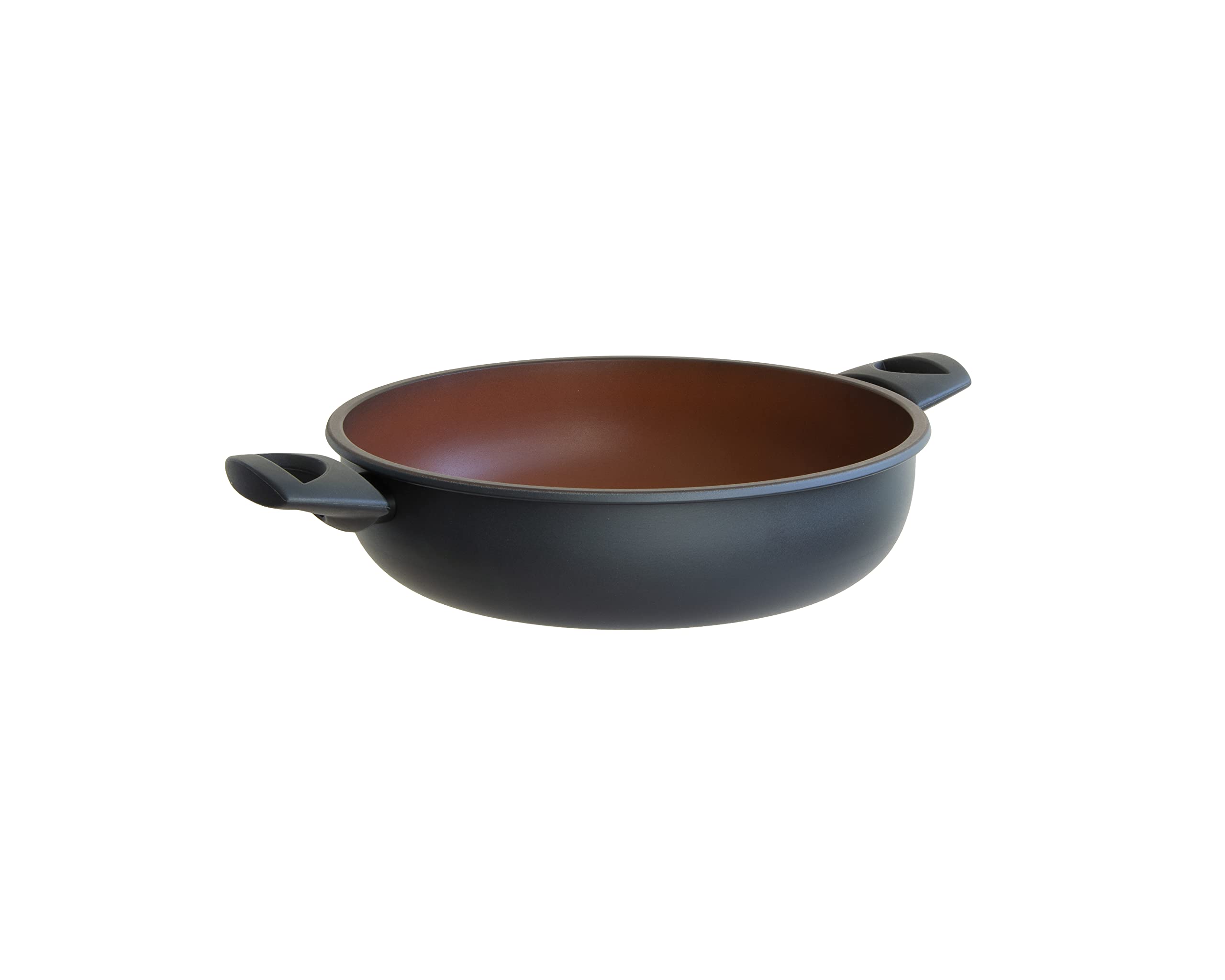 Domo - Terracotta Evo, Tegame con Due Maniglie, Interno Antiaderente Coccio di Alta Qualità, con Finitura in Terracotta, Utilizzabile su Tutte le Fonti di Calore, con Diametro di 28 cm