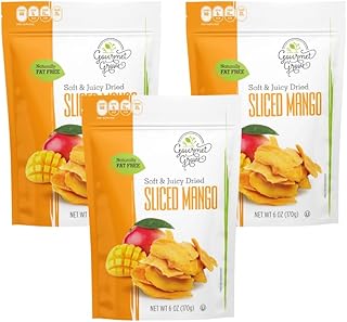 Gourmet Grove - Natural Dried Mango Slices 18 OZ Pack of 3 Pouch | Soft, Juicy, Sliced Mangoes | Lightly Sweetened - (Pack of 3)