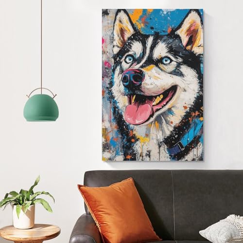 Tableau Husky sibérien : impression sur toile 50x75cm pour salon - 4
