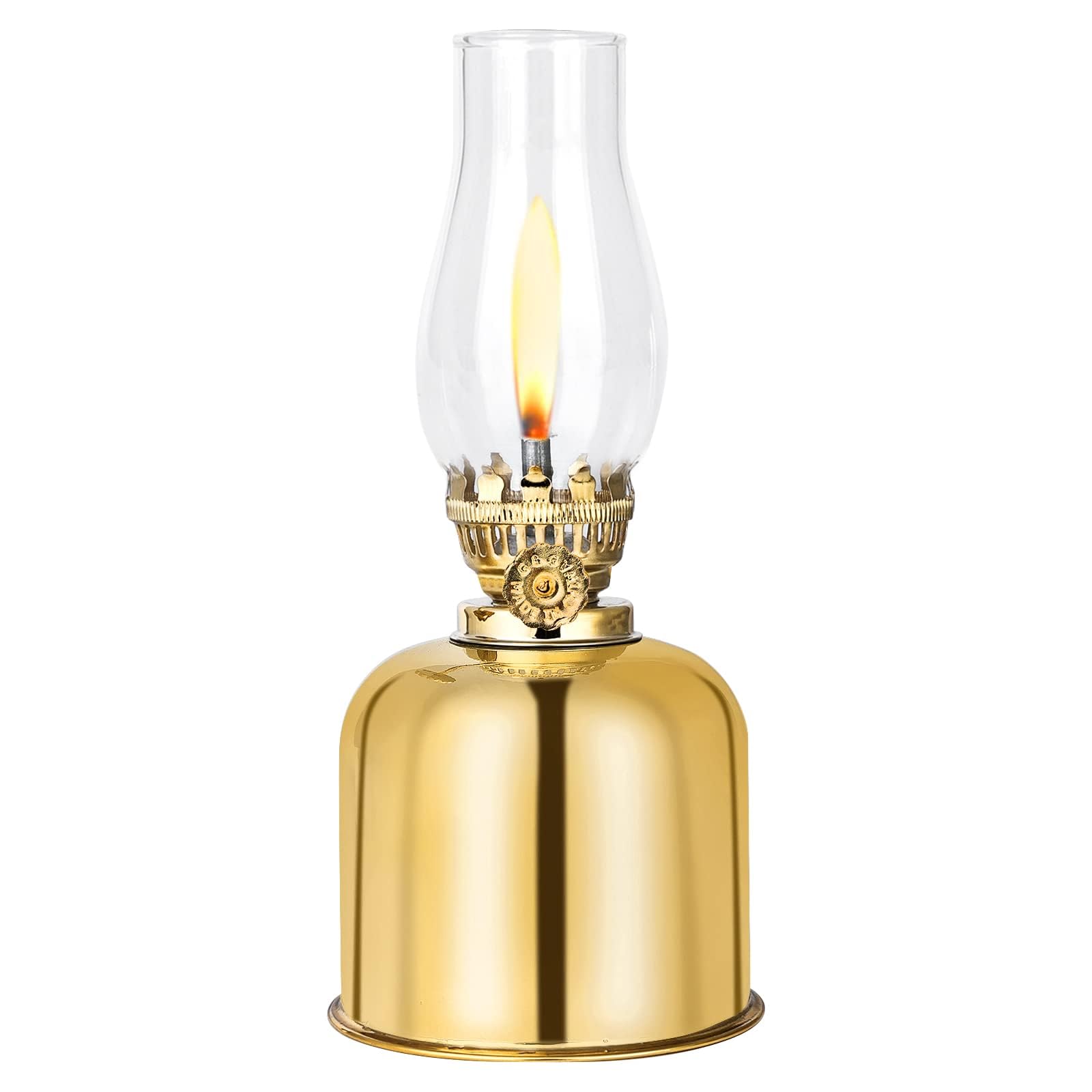 Petroleumlampe, Retro-Öllampe Laterne Aus Metall Und Glas Mit Drehfassung - Innen Outdoor Spiegelkerosenlampe, Winddicht, Antike Vintage Notlicht (Goldene)
