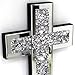 GIMORRTO Cross Wall and Table Decor, Glass Mirrored Surface, Modern Style, Religious Theme, Silver, 19.7 x 12.2 Inches, Indoor (wall 20