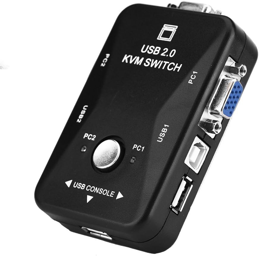 NEXZIA USB 2.0 KVM Mouse Switch Keyboard VGA Splitter Box Sharing Switch USB KVM -2-Port VGA SVGA Swit-ch Box.(BLACK)-image-6