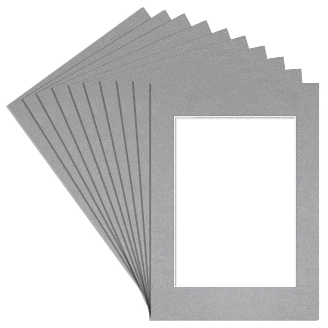 Alison Kingsgate A6 Silver Picture Mount for Frames - A7 Aperture - Pack 10