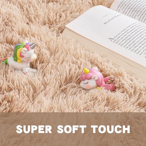 Rugs for Living Room 5x7, Soft Shaggy Modern Shag Area Rug for Bedroom, Upgrade Non-Slip Plush Fluffy Carpet for Kids Boys Girls Room Home Decor Aesthetic, Camel