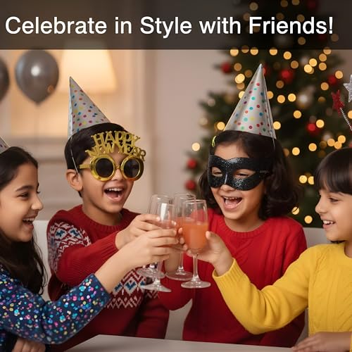 Image of Crackles Happy New Year Gold Goggles | Stylish Party Glasses for New Year Celebration | Fun Photo Booth Prop & Festive Accessory for Adults & Kids (Pack Of 1)