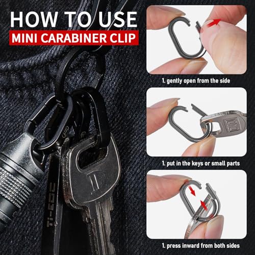 Image of TISUR Titanium Key Ring Clip, Small Carabiner Keychain,Mini Snap Keyring