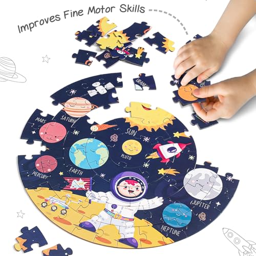 Image of Intelliskills Premium Pick-A-Planet Solar Jigsaw Puzzle for Kids, 3D Puzzle With Double-Sided Flashcards &Stands, Educational Space Puzzle for 3+ Year Old, Birthday Gift for Boys &Girls, BIS Certified