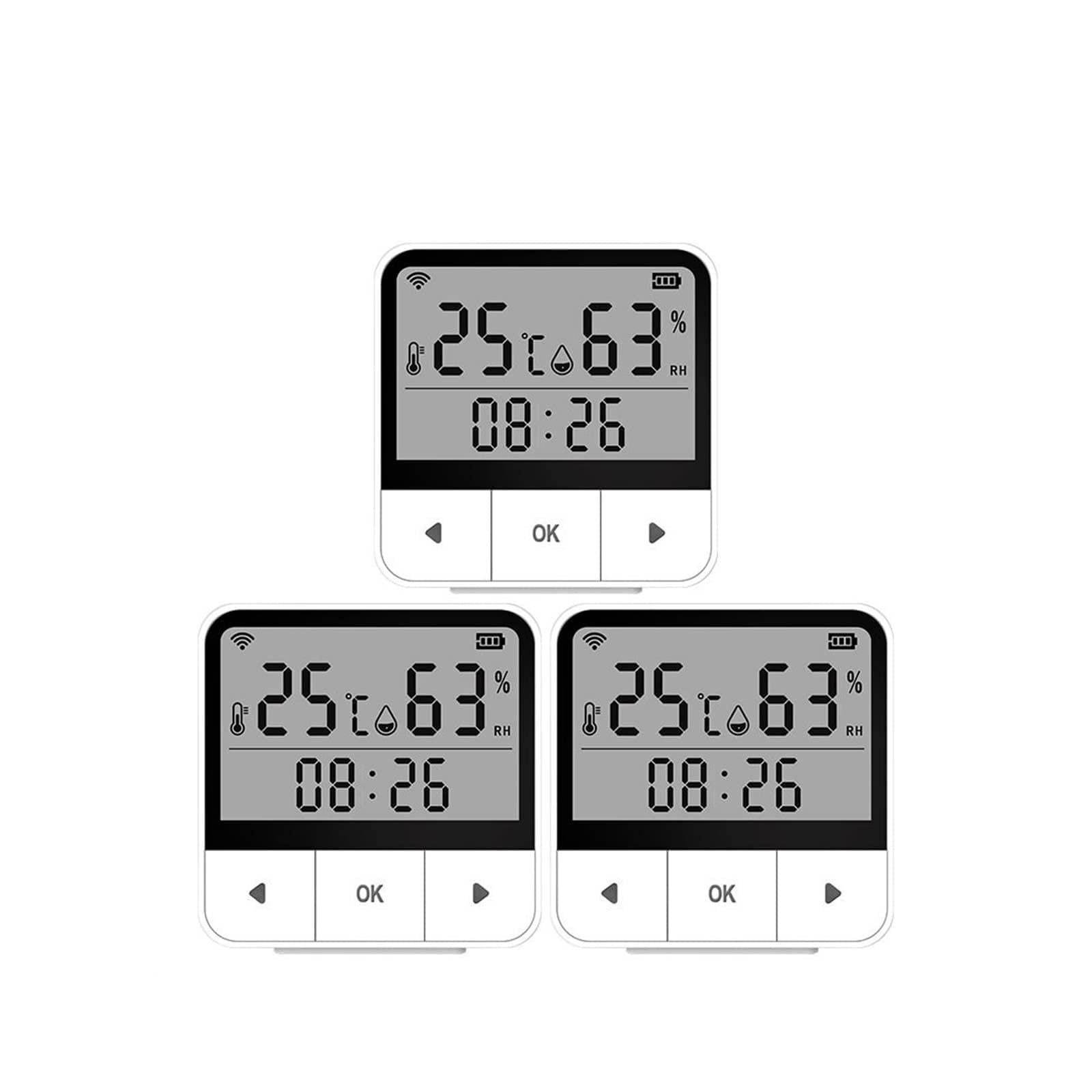 Termostat, Termometr Wewnętrzny Higrometr Cyfrowy WIFI Inteligentny Czujnik Temperatury I Wilgotności Z Wyświetlaczem LCD Aplikacja Mobilna Sterowanie Termostatem(3PCS)
