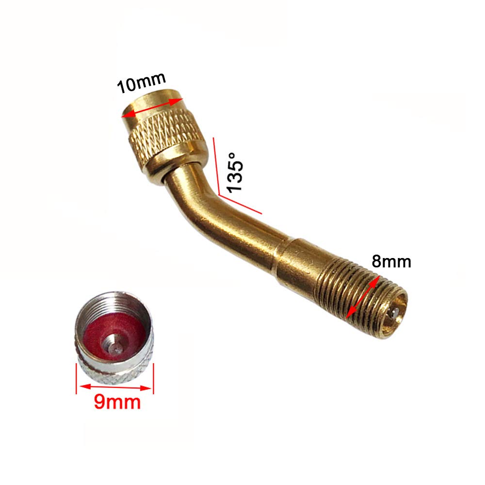 4Pcs Professionale 135 Gradi Pneumatico Valvola Estensione Adattatore Kit, Ottone Pneumatico Stelo Prolunga Schrader Valvola Adattatore, con Tappo Antipolvere