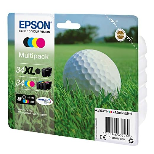 PGA TOUR Einzigartige Fun Sport Golfbälle (6er Set), Mehrfarbig, PGAT167 4 Epson Golfball T3479 Tintenpatronen, Original, Multipackung, für Tintenstrahldrucker, Pigmenttinte (schwarz, cyanblau, magentarot, gelb)