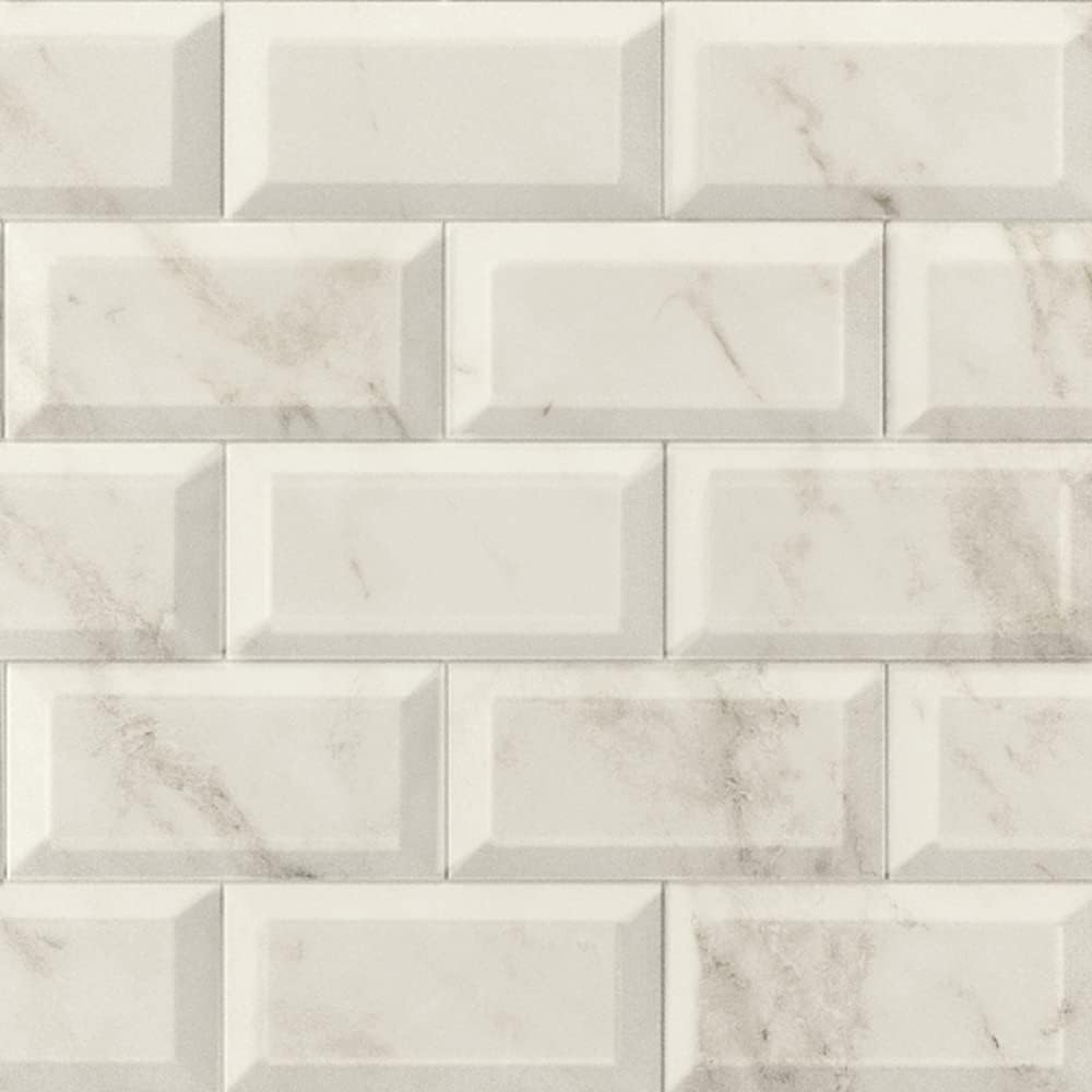 – Metro Beige Marble Ceramic Wall Bathroom Tile Subway Brick Effect 100mm x 200mm Bevelled Edge Kitchen Tiles Gloss Finish 1m2 Box of 50