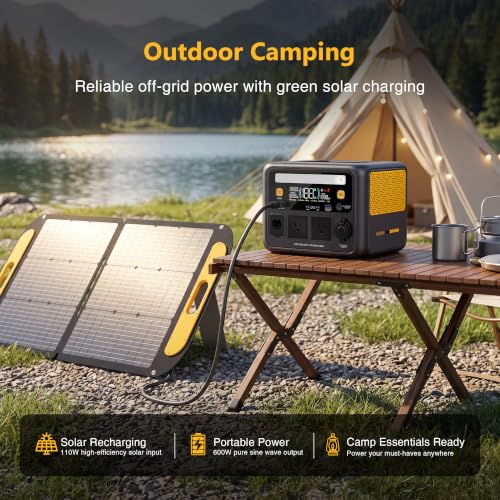VTOMAN Jump 600X 600W LiFePO4 Portable Power Station w/ 110W Foldable Solar Panel - image 2