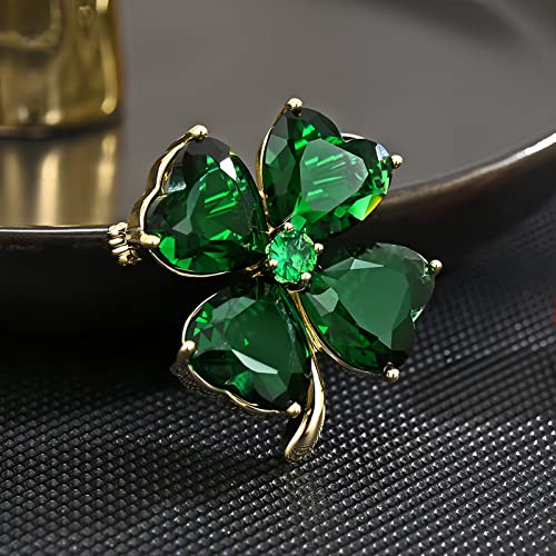 Image of Rhinestone Leaf Brooch Pins - Crystal & Gold-plated Lapel Pin Jewelry for Women - Birthday Gift for Wife or Friends