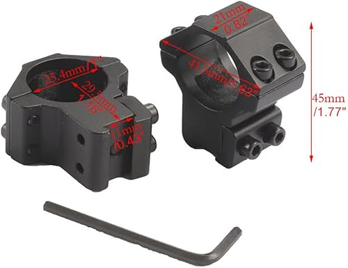 Miniatura 6 de MIZUGIWA Anillos de montaje de alcance de 1 pulgada de perfil medio para rieles de cola de milano de 0.433 in, 2 piezas