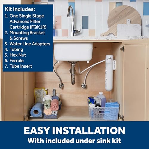 Image of GE Single Stage Under Sink Water Filtration System, Reduces 95+ Impurities Including Lead, Chlorine, Arsenic, & PFOA /PFOS, Easy Installation with Included Kit, Twist & Lock Design, GXK140TNN
