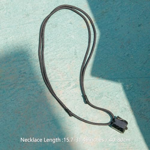 Raw Black Tourmaline Stone Necklace, Healing Crystal Energy Stone Protection Necklaces with Adjustable Rope, Handmade Chakra Gemstone Pendant Black Jewelry Birthday Gift for Men Boy4