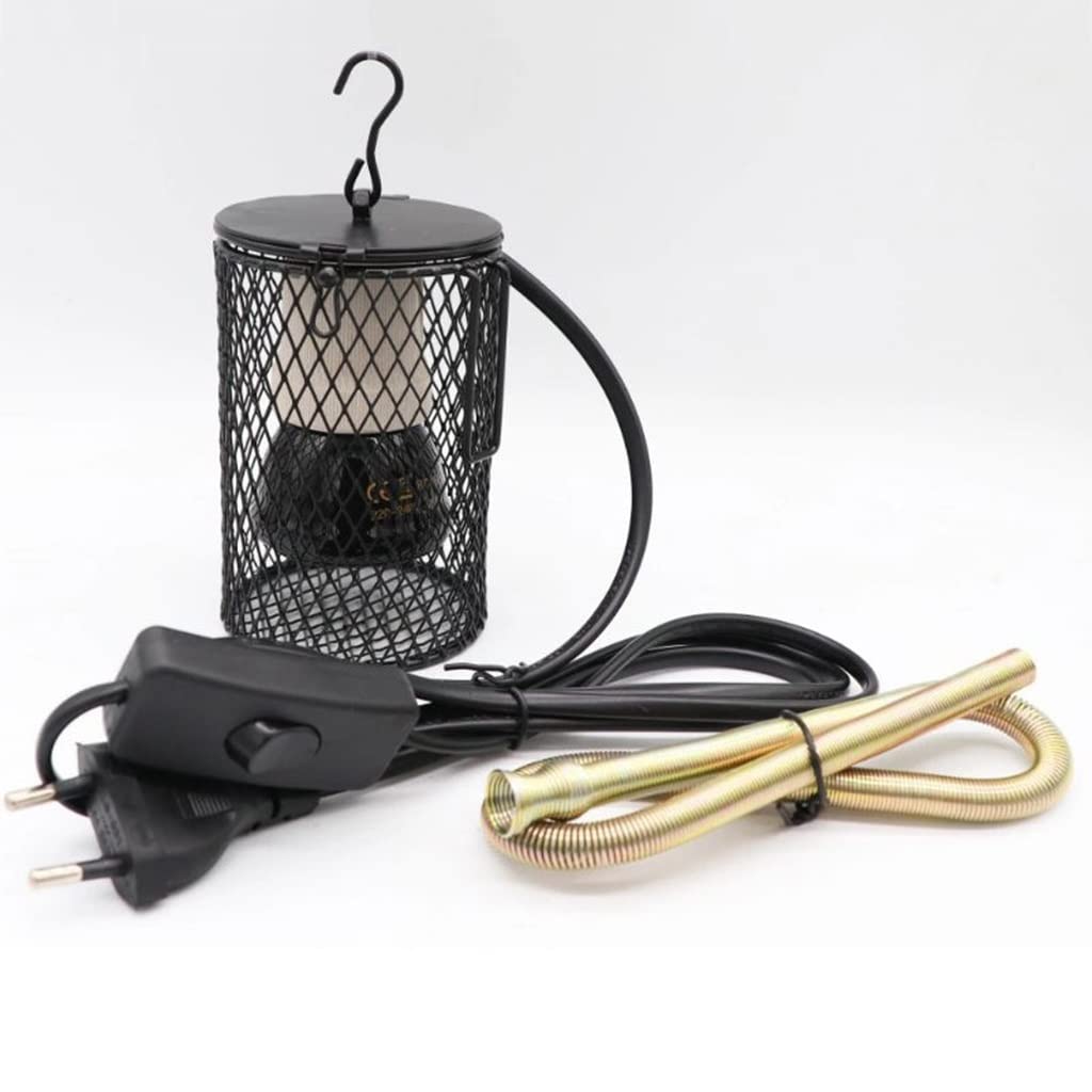 Lámpara de Calor para Reptiles con Guardia, Jaula de Malla con Cubierta Anti-escaldaduras, para Tortugas, Polluelos, Lagartos, Serpientes, Diseño de Gancho Colgante (Color : 75W)