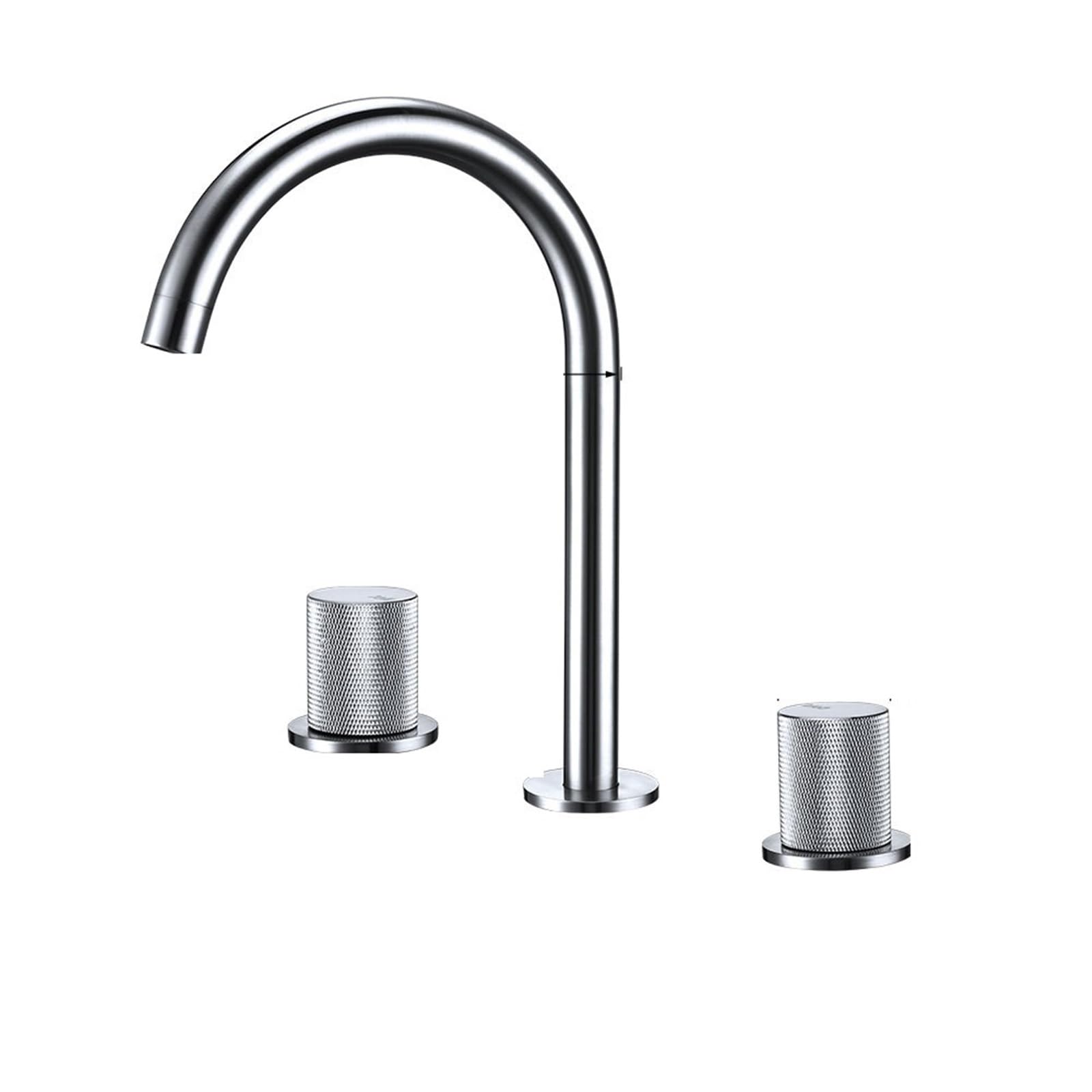 Weokdfha Color-1 Basin Faucet Brushed Rose Gold Basin Faucet 3Pcs Knurled Handles Sink Tap Hot And Cold Deck Mounted Mixer Widespread 3 Holes Set(Color-1)