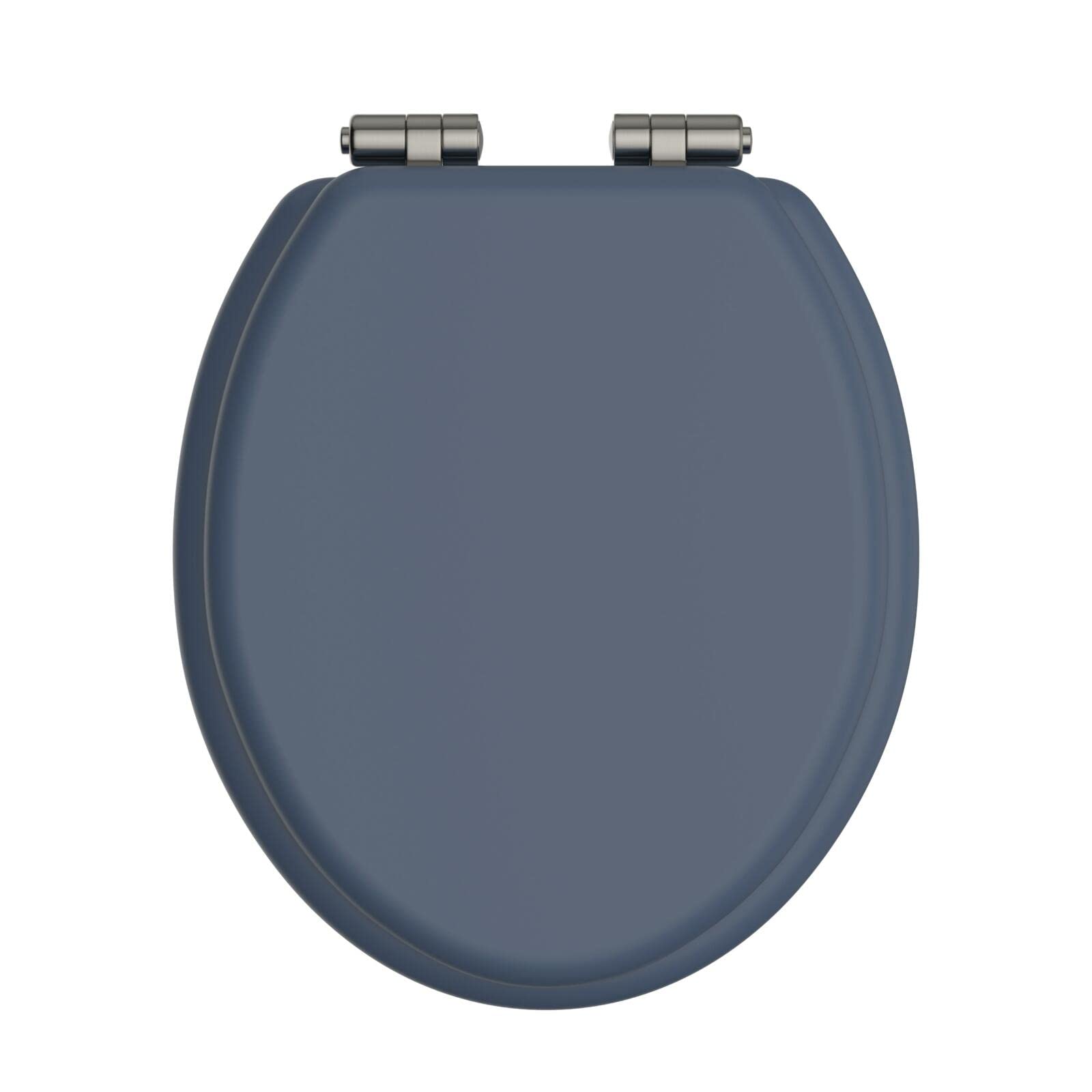 Heritage Maritime Blue Toilet Seat with Soft Close Brushed Nickel Hinges