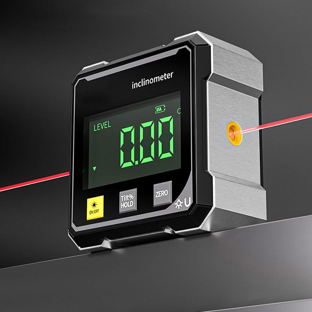 Digital Angle Finder, goniometro magnetico con 4 lati ad angolo, livello digitale con display a LED, goniometro inclinometro per lavorare, edilizia e macchinari e attrezzature per falegnameria