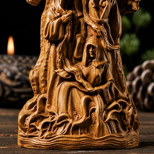 Estatua Norns de madera tallada 21 cm miniatura 4
