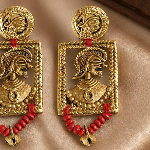 Image of Handcrafted Tribal & Dhokra Art Earrings for Women - Wooden, Nature-Inspired Statement Drop & Traditional Ethnic Designs